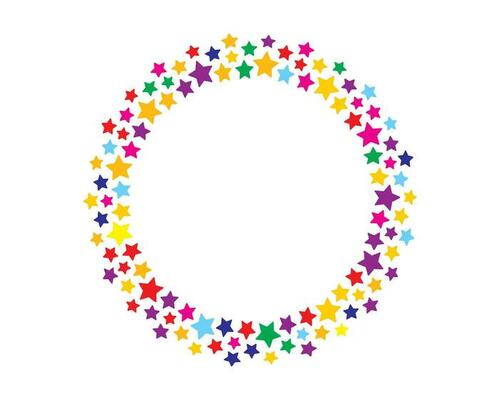 Start decoration frame in vector. Stars abstract round border.