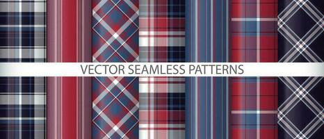 Set fabric texture plaid. Tartan background pattern. Vector textile seamless check.