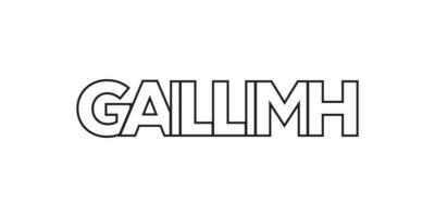 Gaillimh in the Ireland emblem. The design features a geometric style, vector illustration with bold typography in a modern font. The graphic slogan lettering.
