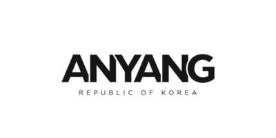 Anyang in the Korea emblem. The design features a geometric style, vector illustration with bold typography in a modern font. The graphic slogan lettering.