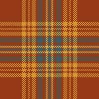 Plaid check pattern in orange and red colors. Seamless fabric texture. Tartan textile print. vector