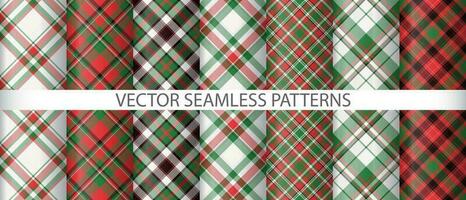 Set seamless pattern texture. Check vector background. Plaid textile tartan fabric.