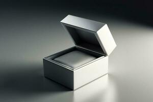 Open empty jewelry box mockup. Template for bijouterie sale advertisement. AI Generative photo