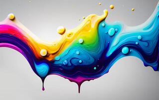 Vibrant cmyk colored liquids paint splash. Abstract art background of color splatter fluid. AI Generative photo