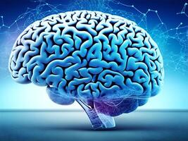 Human brain showing Intelligent thinking processing. Cyber mind concept a neural network of big data and artificial intelligence. photo