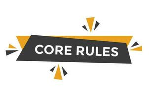 Core rules button web banner templates. Vector Illustration