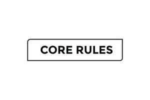 Core rules button web banner templates. Vector Illustration