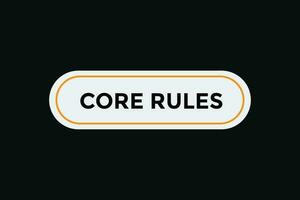 Core rules button web banner templates. Vector Illustration