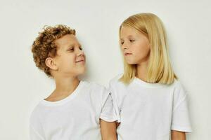 Boy and girl Friendship posing together childhood unaltered photo