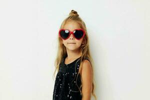 little girl sunglasses black dress fashion photo