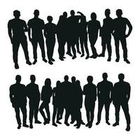 Image of crowd silhouette, group of people. Youth, students, workers, audience, fans vector