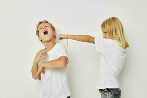 Boy and girl Friendship posing together childhood unaltered photo