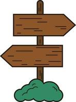 Campsite Wooden Signpost Camping Pointer  Illustration Graphic Element Art Card vector