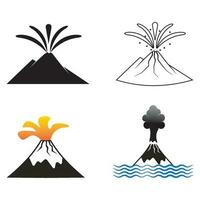 en erupción volcán icono vector