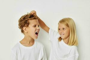 Boy and girl Friendship posing together childhood unaltered photo