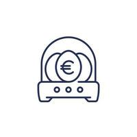 negocio incubadora línea icono con euro vector