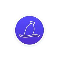 plastic bottle in ocean line icon vector