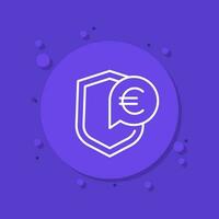 seguro dinero línea icono con euro vector