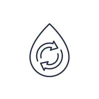 reuse water line icon with a drop vector