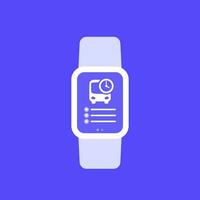 bus schedule app, timetable vector icon with a smart watch