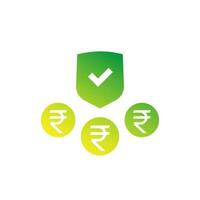 insurance money, payments icon with rupee vector