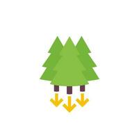 deforestation icon, reduction in forest area, flat vector
