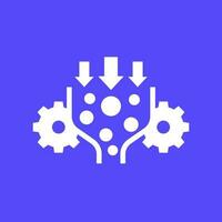Bottleneck analysis icon with gears vector