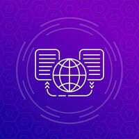 Global data exchange line icon for web vector
