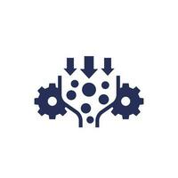 Bottleneck analysis icon with gears on white vector