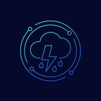 Storm or thunder icon, linear design vector
