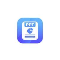 PPT file icon for apps, presentation and slides format vector