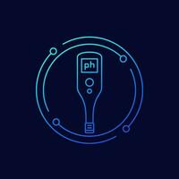 ph meter or tester icon, water and soil testing linear vector