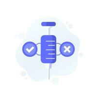 Pros and cons of vaccination icon, vector design