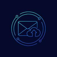 mail to cloud icon, linear design vector