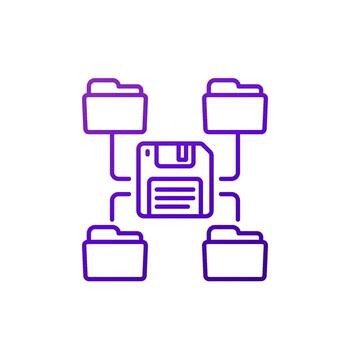 folders for backup line icon, vector