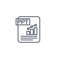 PPT file line icon, presentation and slides format vector