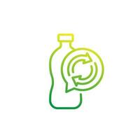 plastic bottle recycling line icon, vector