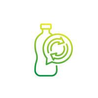 plastic bottle recycling line icon, vector