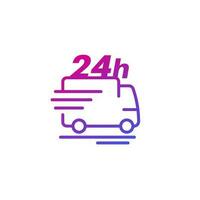 24 hours delivery icon with a van vector