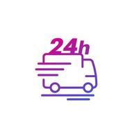 24 hours delivery icon with a van vector