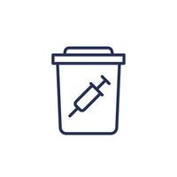 medical waste line icon on white vector