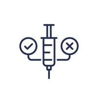 Pros and cons of vaccination line icon vector