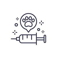 dog vaccination line icon with a vaccine vector