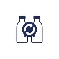 plastic bottles recycling icon on white vector