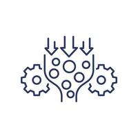 Bottleneck analysis line icon with gears vector