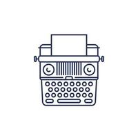 typewriter line icon on white vector