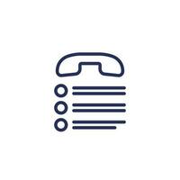 call list icon with a phone, line vector