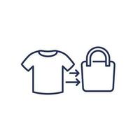 upcycling line icon, reuse old clothes vector