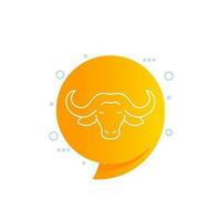 African buffalo icon, line vector