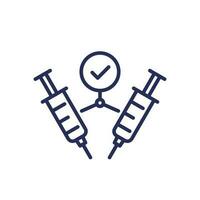 2 doses of vaccine line icon vector